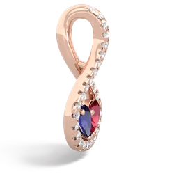 Lab Sapphire Pave Twist 'One Heart' 14K Rose Gold pendant P5360