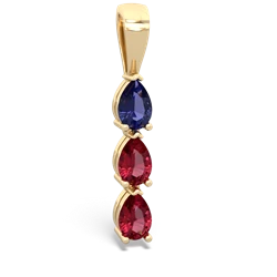 Lab Sapphire Dew Drops 14K Yellow Gold pendant P2251