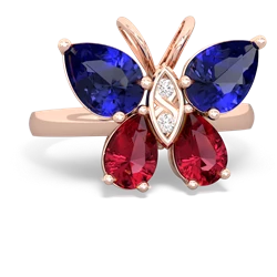 Lab Sapphire Butterfly 14K Rose Gold ring R2215