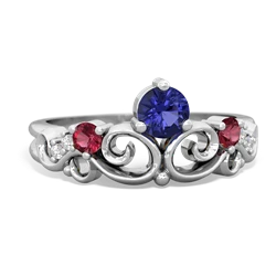 Lab Sapphire Crown Keepsake 14K White Gold ring R5740