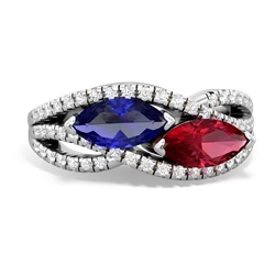 Lab Sapphire Diamond Rivers 14K White Gold ring R3070