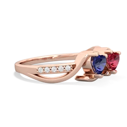 Lab Sapphire Side By Side 14K Rose Gold ring R3090