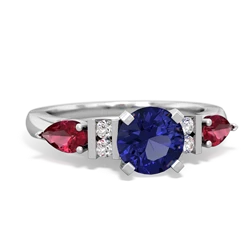 Lab Sapphire 6Mm Round Eternal Embrace Engagement 14K White Gold ring R2005