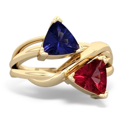 Lab Sapphire Split Band Swirl 14K Yellow Gold ring R2341