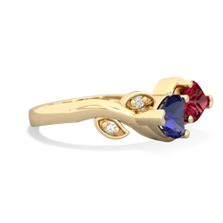 Lab Sapphire Floral Elegance 14K Yellow Gold ring R5790