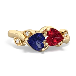 Lab Sapphire Floral Elegance 14K Yellow Gold ring R5790