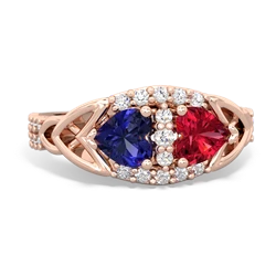 Lab Sapphire Sparkling Celtic Knot 14K Rose Gold ring R2645