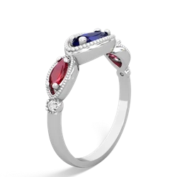 Lab Sapphire Milgrain Marquise 14K White Gold ring R5700