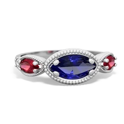 Lab Sapphire Milgrain Marquise 14K White Gold ring R5700