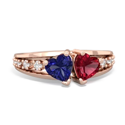 Lab Sapphire Heart To Heart 14K Rose Gold ring R3342