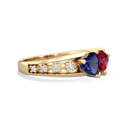 Lab Sapphire Heart To Heart 14K Yellow Gold ring R3342