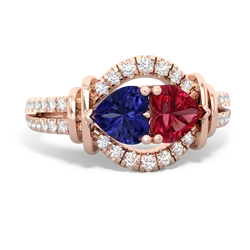 Lab Sapphire Art-Deco Keepsake 14K Rose Gold ring R5630
