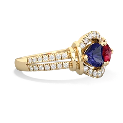 Lab Sapphire Art-Deco Keepsake 14K Yellow Gold ring R5630