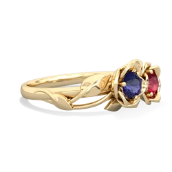 Lab Sapphire Rose Garden 14K Yellow Gold ring R5510