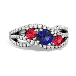 Lab Sapphire Three Stone Aurora 14K White Gold ring R3080