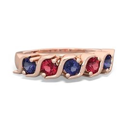 Lab Sapphire Anniversary Band 14K Rose Gold ring R2089