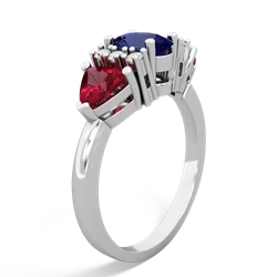 Lab Sapphire Antique Style Three Stone 14K White Gold ring R2186