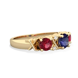 Lab Sapphire Hugs And Kisses 14K Yellow Gold ring R5016