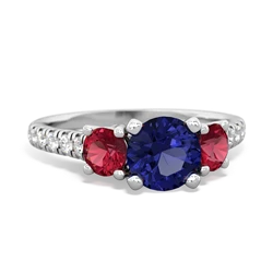 Lab Sapphire Pave Trellis 14K White Gold ring R5500