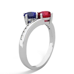 Lab Sapphire Channel Set Two Stone 14K White Gold ring R5303