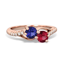 Lab Sapphire Infinity Pave Two Stone 14K Rose Gold ring R5285