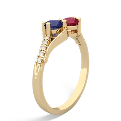 Lab Sapphire Infinity Pave Two Stone 14K Yellow Gold ring R5285