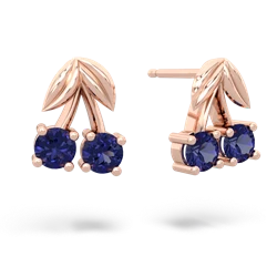 Lab Sapphire Sweet Cherries 14K Rose Gold earrings E7001