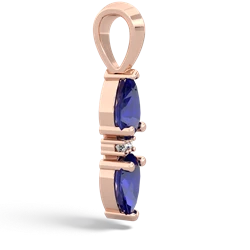 Lab Sapphire Bowtie Drop 14K Rose Gold pendant P0865