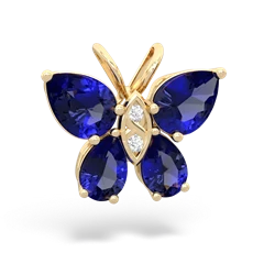 Lab Sapphire Butterfly 14K Yellow Gold pendant P2215