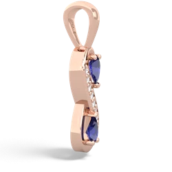 Lab Sapphire Diamond Infinity 14K Rose Gold pendant P5390