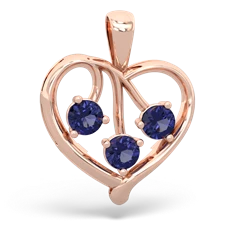 Sapphire Glowing Heart 14K Rose Gold pendant P2233