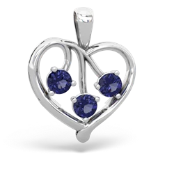 Sapphire Glowing Heart 14K White Gold pendant P2233