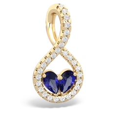 Lab Sapphire Pave Twist 'One Heart' 14K Yellow Gold pendant P5360