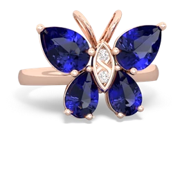 Lab Sapphire Butterfly 14K Rose Gold ring R2215