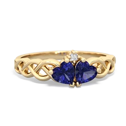 Lab Sapphire Heart To Heart Braid 14K Yellow Gold ring R5870