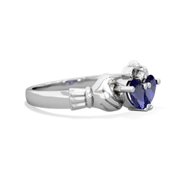 Lab Sapphire 'Our Heart' Claddagh 14K White Gold ring R2388