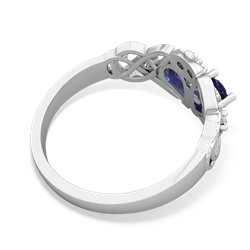 Lab Sapphire 'One Heart' Celtic Knot Claddagh 14K White Gold ring R5322