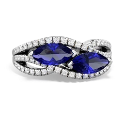 Lab Sapphire Diamond Rivers 14K White Gold ring R3070