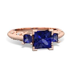 Lab Sapphire Eternal Embrace Engagement 14K Rose Gold ring C2001