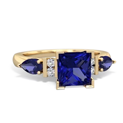 Lab Sapphire 6Mm Princess Eternal Embrace Engagement 14K Yellow Gold ring C2002