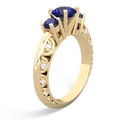 Lab Sapphire Art Deco Eternal Embrace Engagement 14K Yellow Gold ring C2003