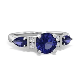 Sapphire 6Mm Round Eternal Embrace Engagement 14K White Gold ring R2005