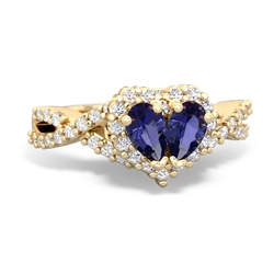 Lab Sapphire Diamond Twist 'One Heart' 14K Yellow Gold ring R2640HRT