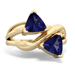 Lab Sapphire Split Band Swirl 14K Yellow Gold ring R2341