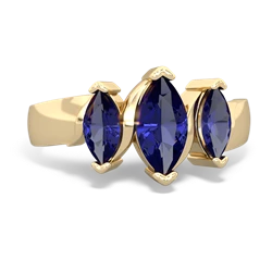 Lab Sapphire Three Peeks 14K Yellow Gold ring R2433