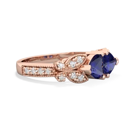 Lab Sapphire Diamond Butterflies 14K Rose Gold ring R5601