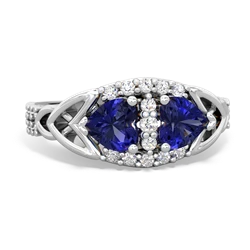 Lab Sapphire Sparkling Celtic Knot 14K White Gold ring R2645