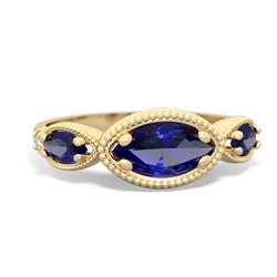 Lab Sapphire Milgrain Marquise 14K Yellow Gold ring R5700