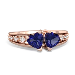 Lab Sapphire Heart To Heart 14K Rose Gold ring R3342