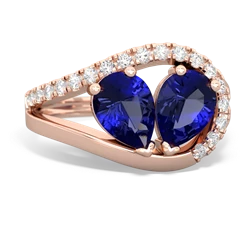 Lab Sapphire Nestled Heart Keepsake 14K Rose Gold ring R5650